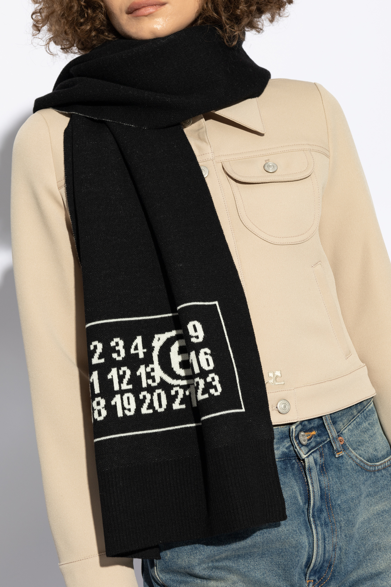 Black Scarf with logo MM6 Maison Margiela